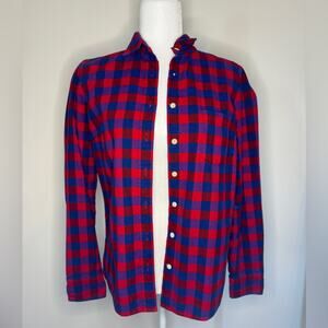 J.Crew Women's Flannel Button-Up Shirt - Red & Blue Plaid - Size 4